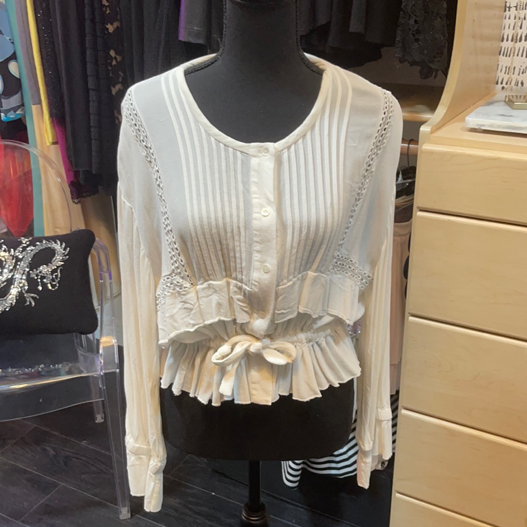 Cream Blouse With Embroidered Detail
